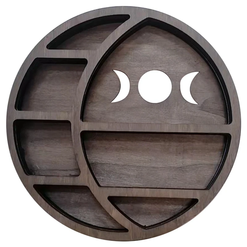 

Crescent Moon Shelf For Crystals, Moon Phase Wall Hanging Decor For Bedroom, Wood Moon Decor Wall Decorations