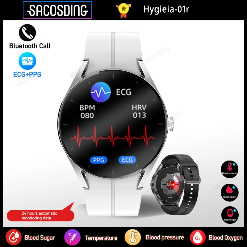 

Hygieia-01r Fashion Smartwatch MenBluetooth Call ECG Blood Sugar Blood Pressure Body Temperature Health Monitoring Smart Watch