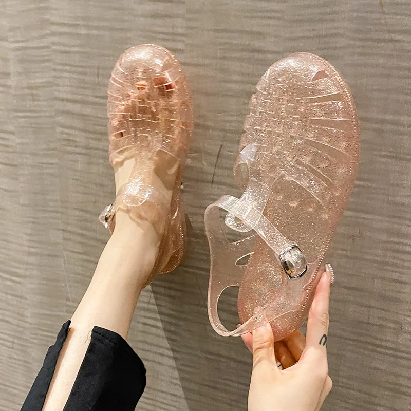 Plastic Sandals Women Summer Shoes Free Shipping Promotion Ladies Casual Flat Hollow Jelly Sandal Beach Shoes Sandalias De Mujer