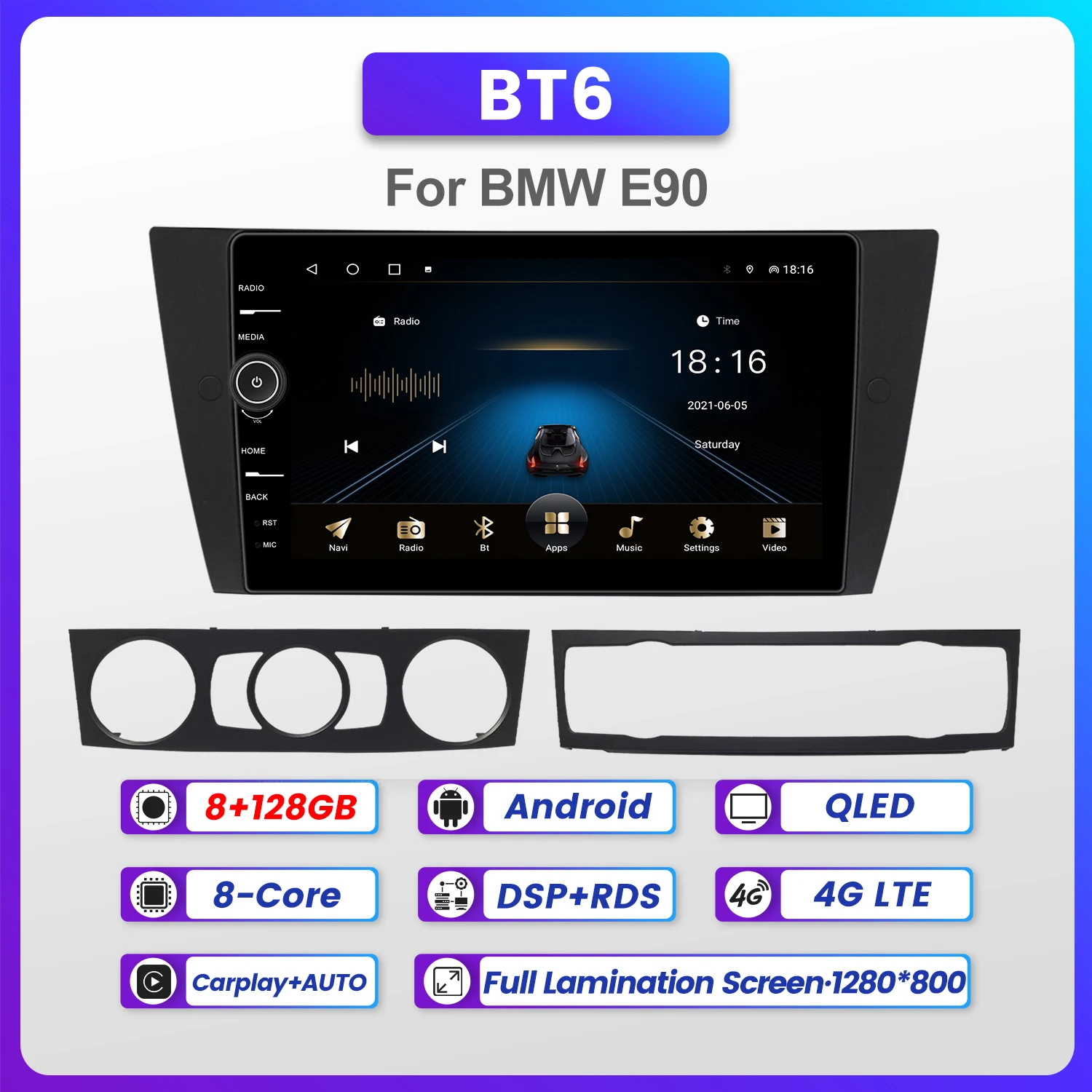 1280*800 Android GPS-навигация WIFI BT для BMW 3 серии E90 E91 318i 320i 2005-2013 Автомагнитола