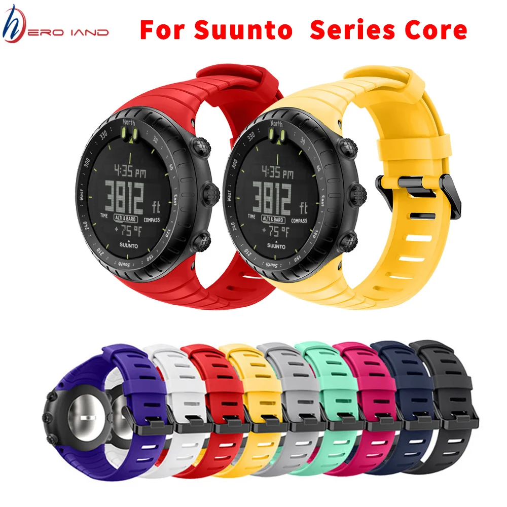 

Ремешок для часов Suunto Core, мягкие силиконовые сменные спортивные ремешки с металлической застежкой для умных часов Suunto Core
