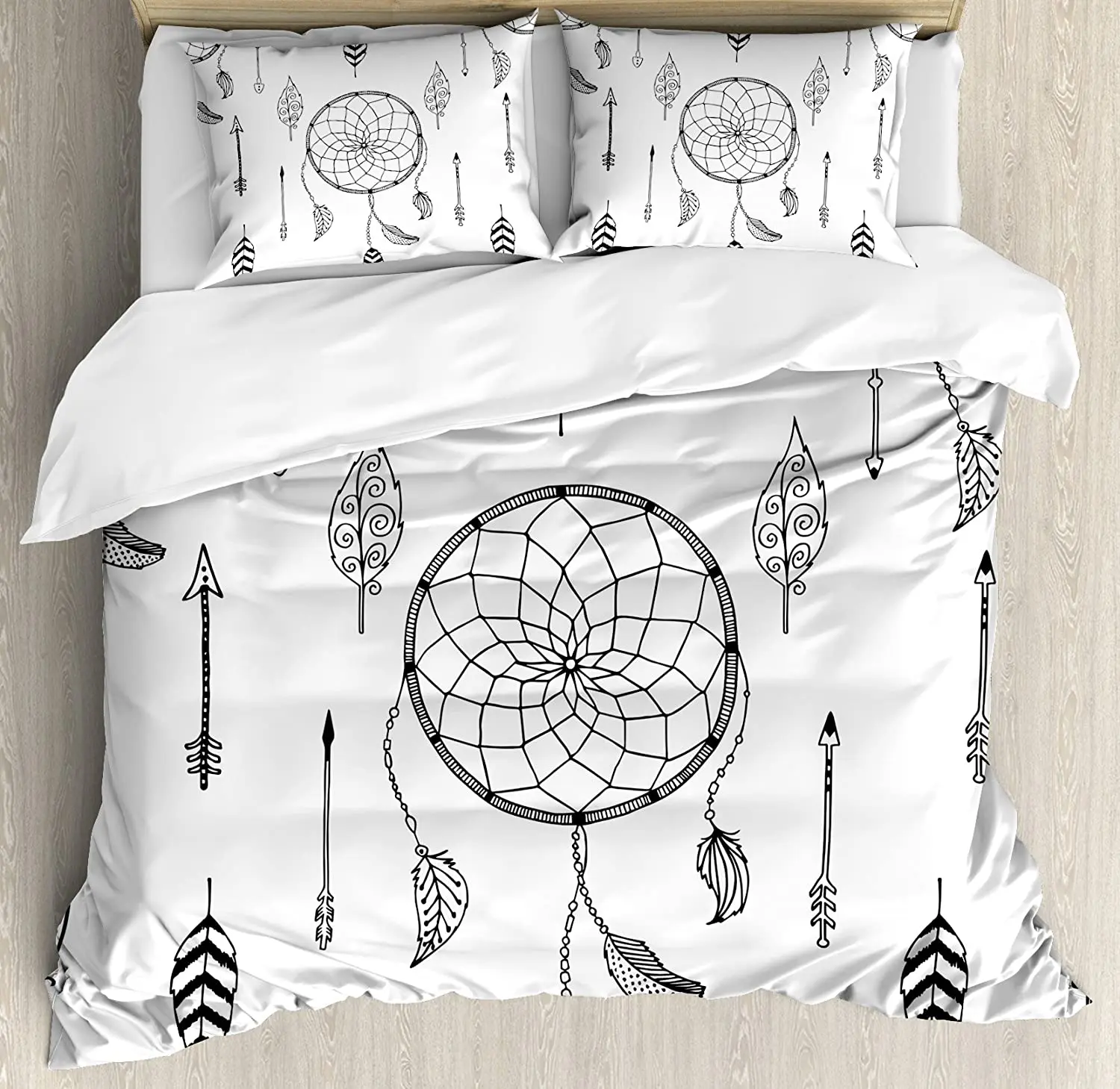 

Набор постельного белья со стрелками в этническом стиле, Аутентичные племенные Ловцы снов, дизайн со стрелками, пододеяльник и наволочка в ...