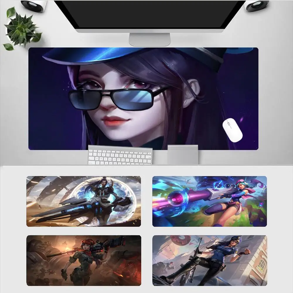

Caitlyn League Of Legends Mouse Pads Large Mouse Pad Gamer Desk Accessories Pc Mousepad Notebook Office Laptop 900X400 Kawaii