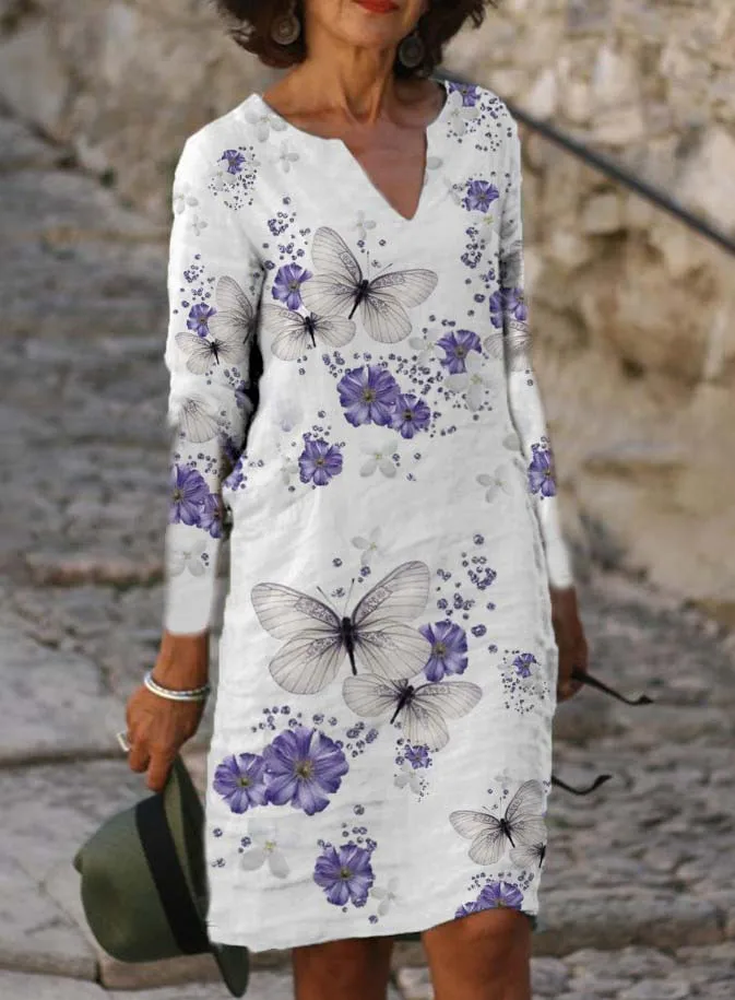 

Женское прямое платье-миди с цветочным принтом, с V-образным вырезом