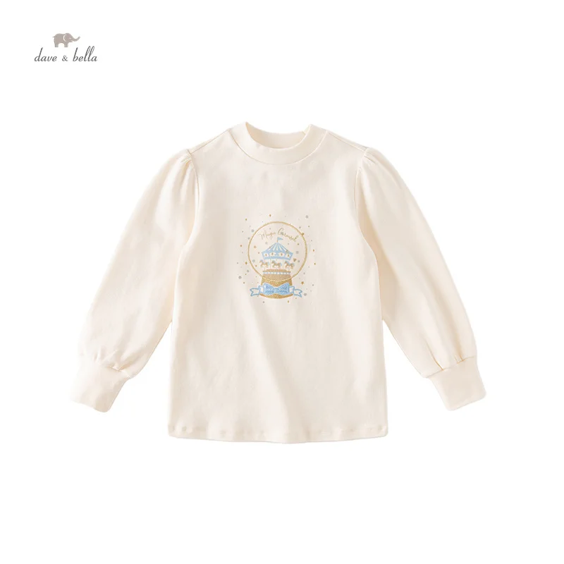 

Новинка 2023, Осенняя детская футболка Dave Bella для девочек, детский топ, хлопковая Повседневная милая мягкая Спортивная футболка для улицы, DK3236381
