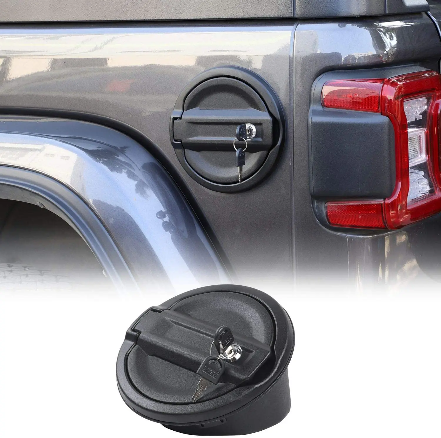 

For Jeep JL Fuel Gas Tank Cap Cover Locking Fuel Door with Key for Jeep Wrangler JL 2018-2020 & Unlimited Sport Rubicon Sahara