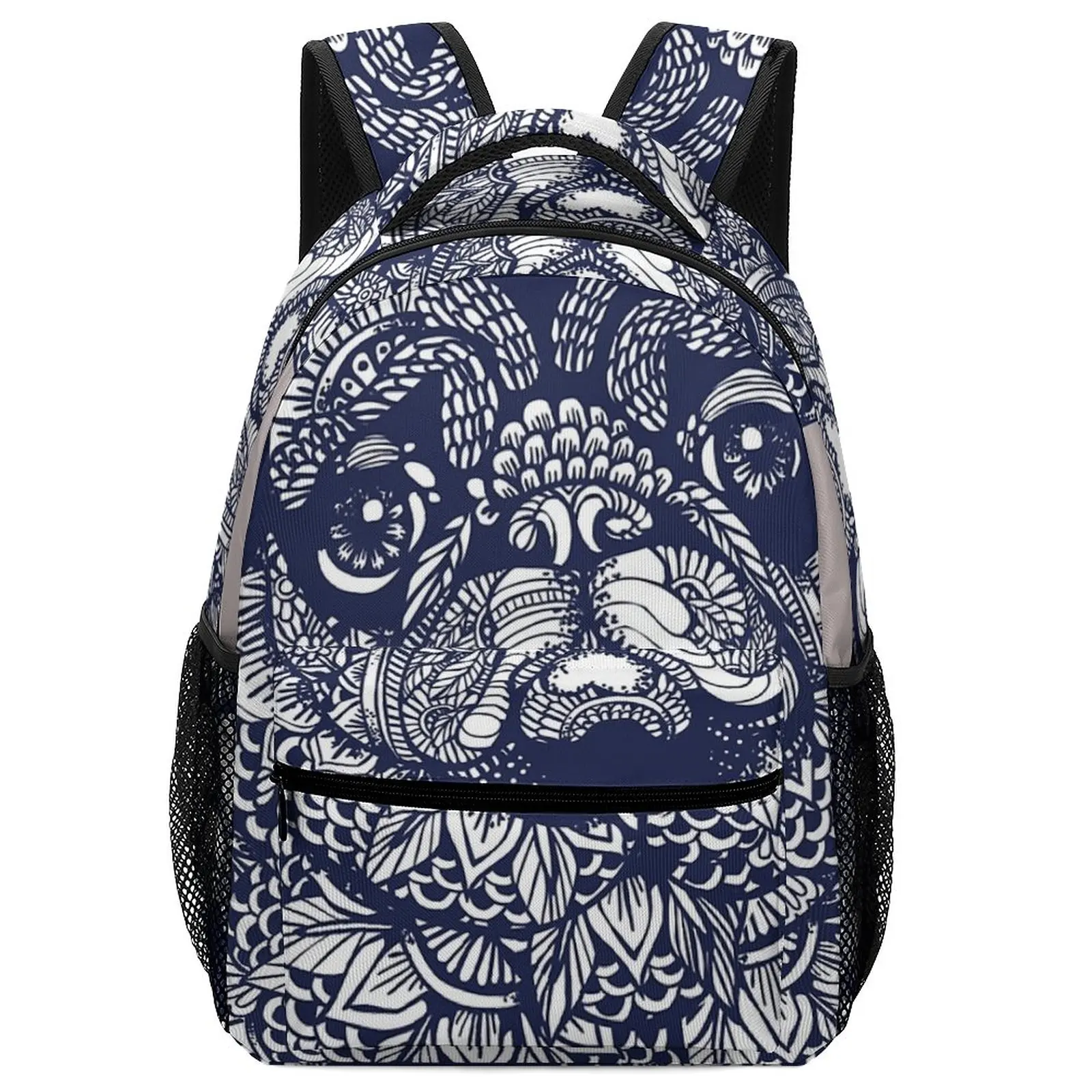 Mandala of Pug Boys Children Fun Teen College Girl Backpack Teenagers School Bags Personalized Bag Tag