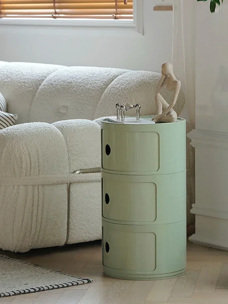 Красная прикроватная тумбочка для спальни современная минималистичная круглая