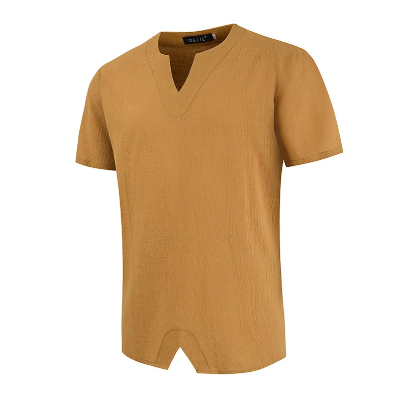 

Мужская хлопковая футболка с V-образным вырезом и рукавом 2023