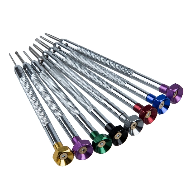 Silver V-Shaped Table Legs Opener Cover Bottom Cover Watch With Set Of 8 Cross Slot Screwdriver For Repair Clock