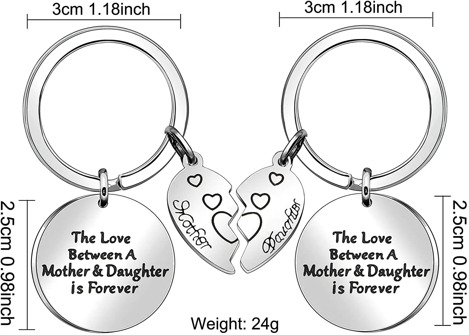 

2Pcs The Love Between A Mother &daughter Is Forever Keychains for Mom Daughter Gifts Thanksgiving Birthday Mother's Day Gifts