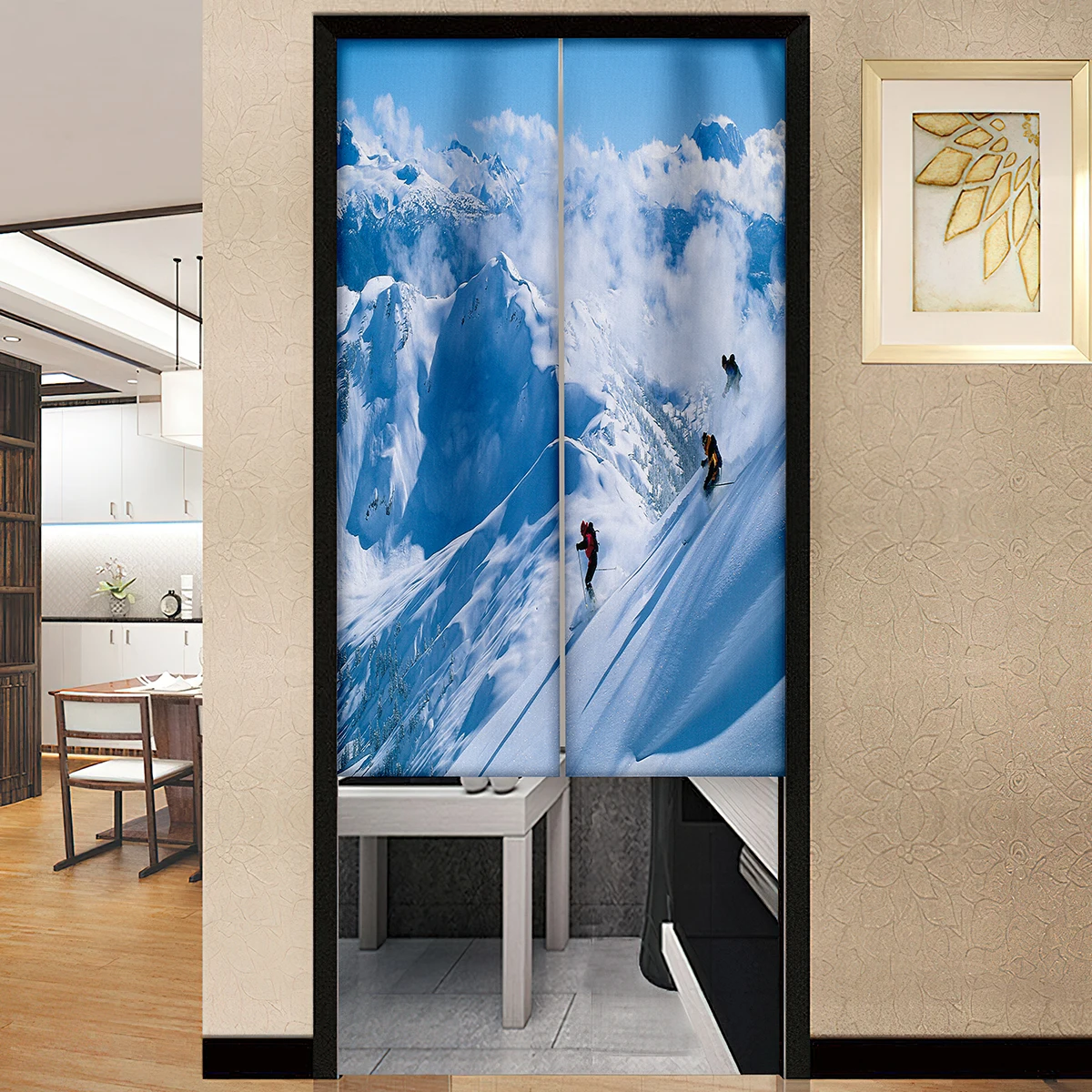 Зимний вид лыжная Спортивная дверная занавеска игрок для катания на лыжах