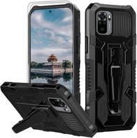 applicable to xiaomi hongmi note10 4g hongmi note10s double layer military mobile phone case with clip mobile phone case black
