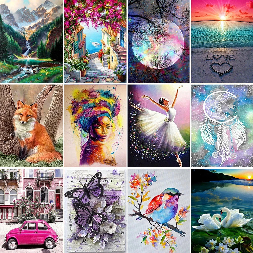 

JIEME 5D Diamond Painting Landscape Figure Cartoon Full Round Diamond Mosaic DIY Diamond Embroidery Home Decoration Gift