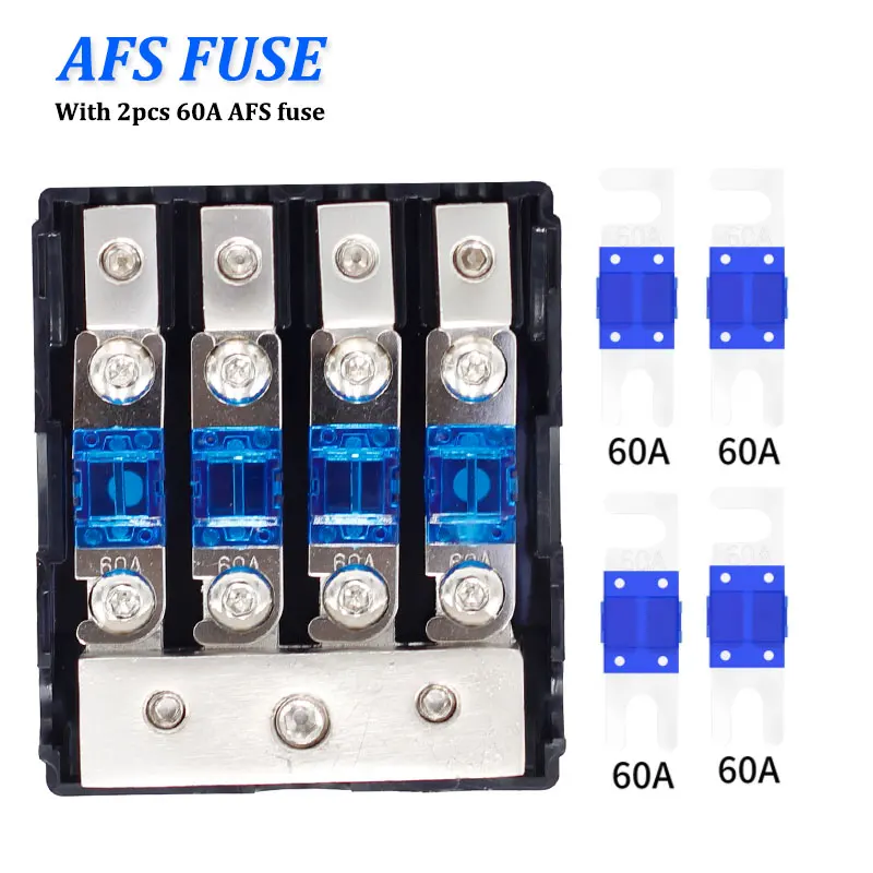 Синий мини блок предохранителей 12 в 60 А 4 комплекта цинковый сплав автомобильный