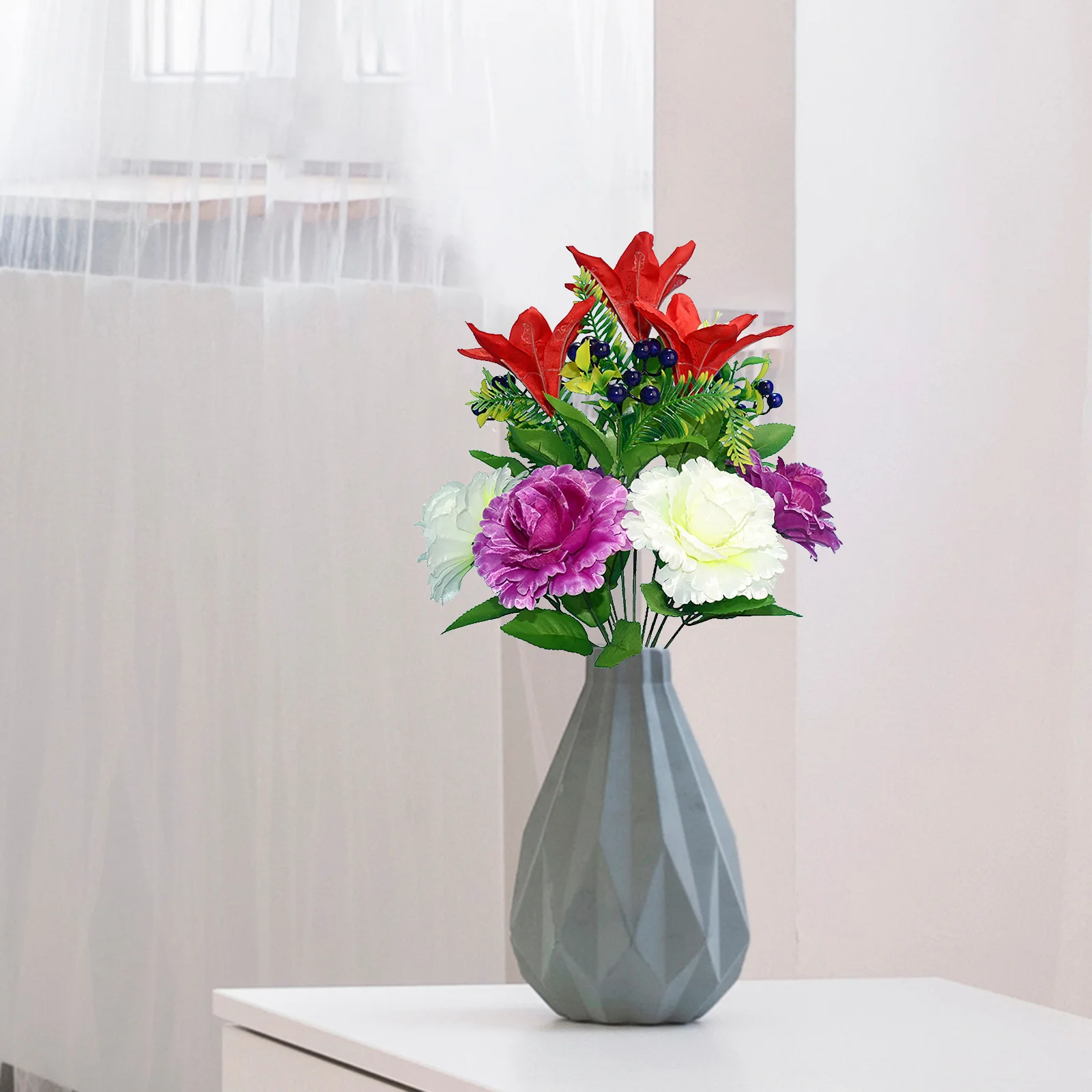 

Искусственный цветок, отрезные цветы светильник-розового цвета, сальса, роза, лилия, резка, пластиковая железная проволока, новые тычинки вишни, ягоды, бутон