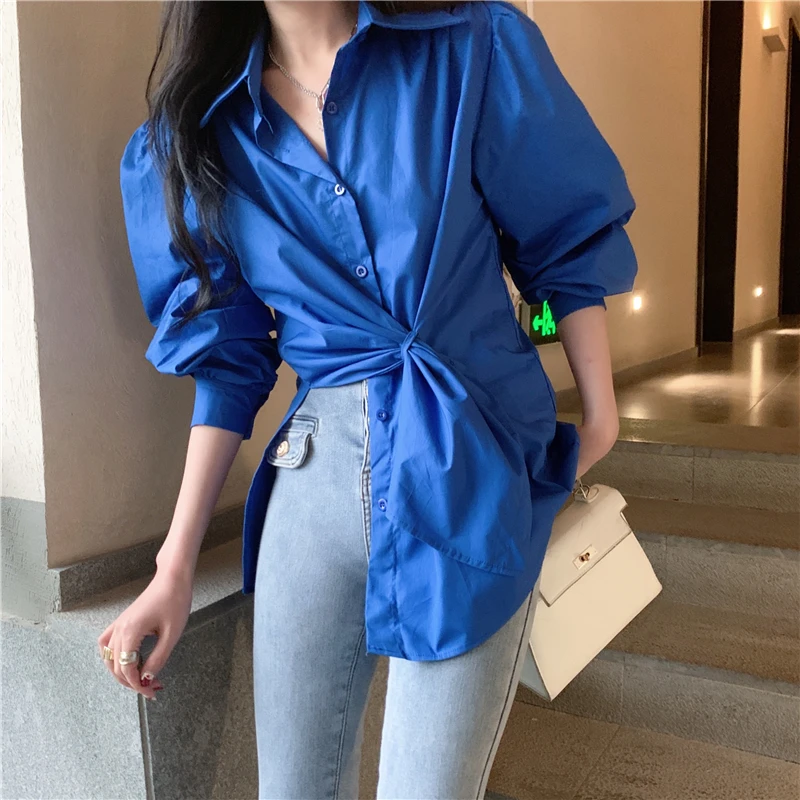 

2022 Spring Summer Shirt Women Korean Style Lapel Single Breasted Long Sleeve Blouses Femme Casual Blusas