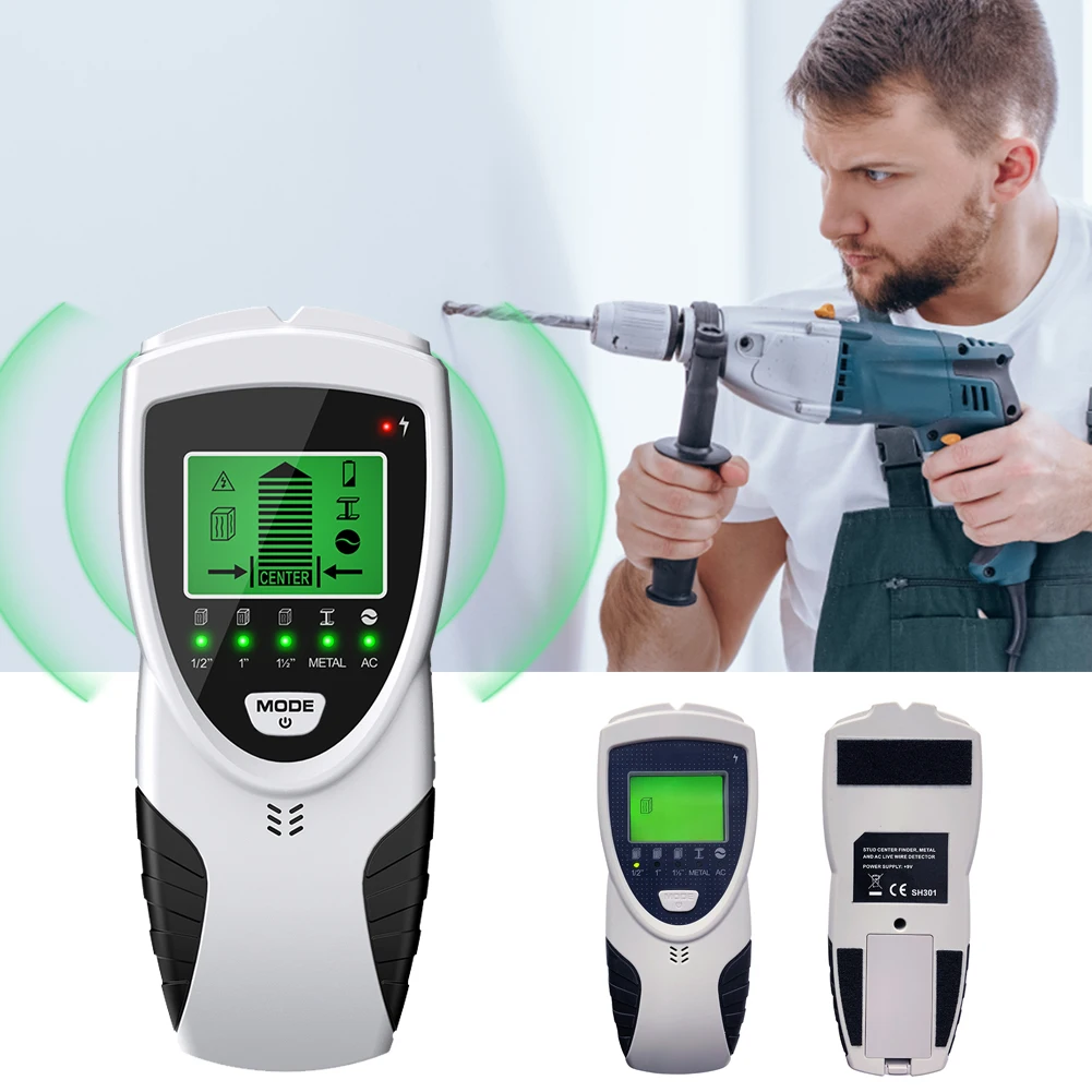 

5 in 1 Stud Finder Wall Scanner with Intelligently Chip LCD Display for Wood Beams AC Wires Metal Detection Wire Warning