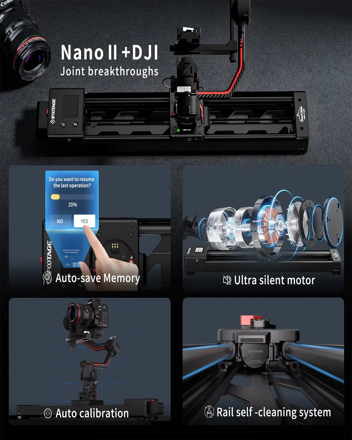 IFOOTAGE Nano II 660 Mini Shark Slider моторизованная камера Dolly Track видеостабилизатор рельс
