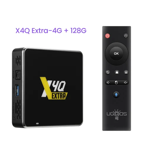 ТВ-приставка UGOOS X4Q, Android 11, Winevine L1, Amlogic S905X4, поддержка голосового ввода Google, AV1 CEC HDR BT5.1, 1000 м, 4 Гб, 32 ГБ, X4Q Pro