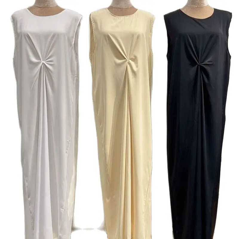 

Plain Abaya Inner Long Dress for Women Slip Dress Muslim Hijab Robe Under Kimono Cardigan Dubai Abayas Summer Robe
