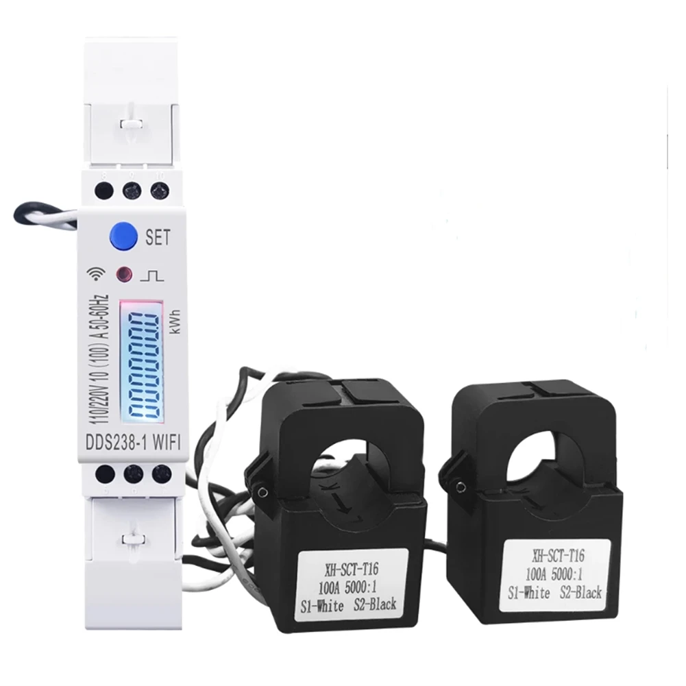 

2 Phase 3 Wires 110V+110V 100A Din Rail 18mm Tuya WIFI Smart Energy Meter Power Consumption Monitor KWh Meter Wattmeter