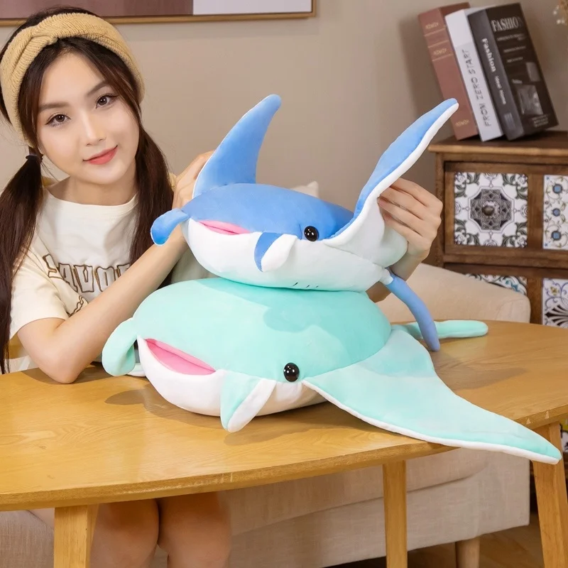 70/90CM Cute Devil Fish Plush Toys Simulation Flying Rays Stuffed Animals Doll Simulation Shark Pillow Children Gift New 2022