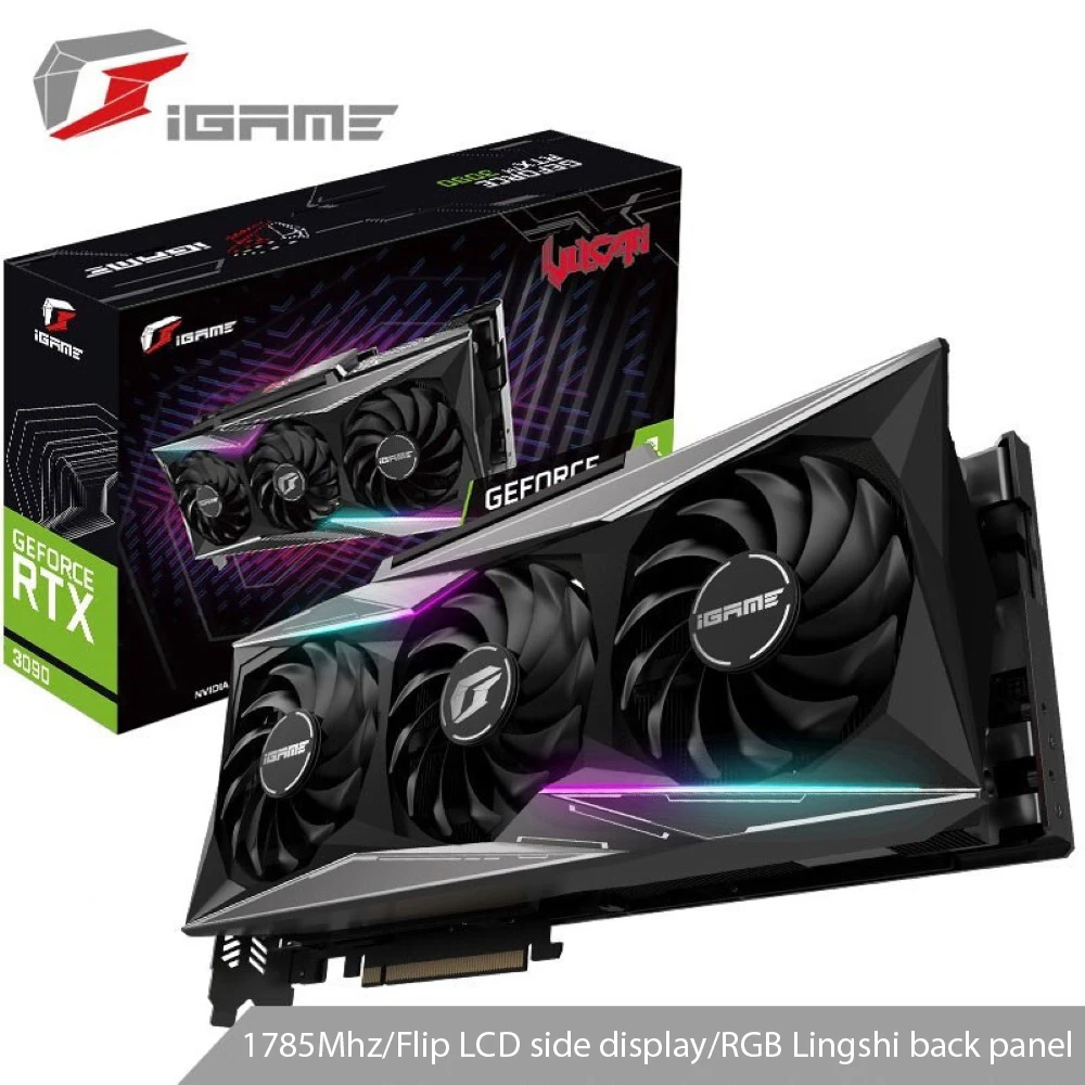 

Colorful Graphics Card iGame RTX 3090 Vulcan OC 24G 1695-1785Mhz 8 Pin 384 Bit Game Display Video Card for Computer PC LHR