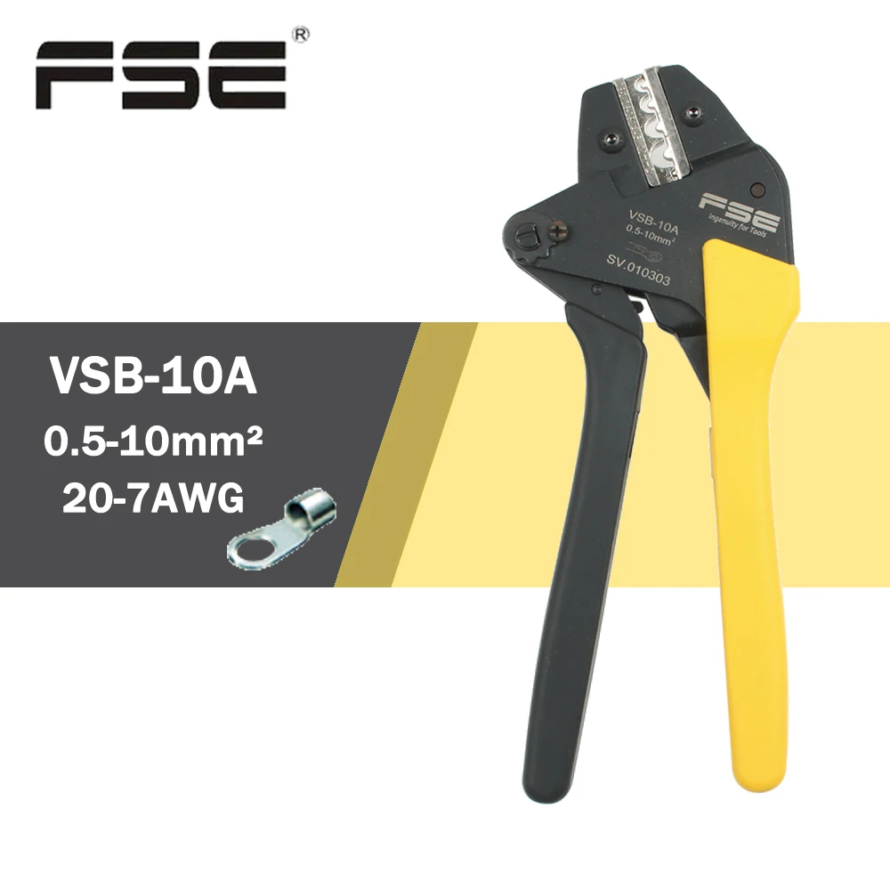 Обжимные клещи с храповым механизмом VSB-10A, 0,5-10 мм * мм, штекер AWG20-7, пружинный штифт, саморегулирующийся Обжим