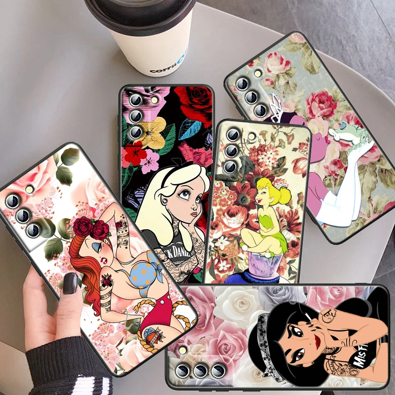 

Disneyn Alice Princess Art Case For Samsung Galaxy S22 S21 S20 FE S10 S10E S9 S8 Plus Ultra Pro Lite S7 Edge Black Phone Cover