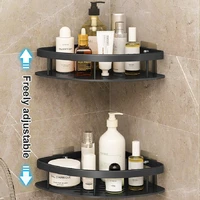 good quality bathroom triangle towel shower storage rack wall mounted corner shelf no drill aluminum shampoo holder organizer