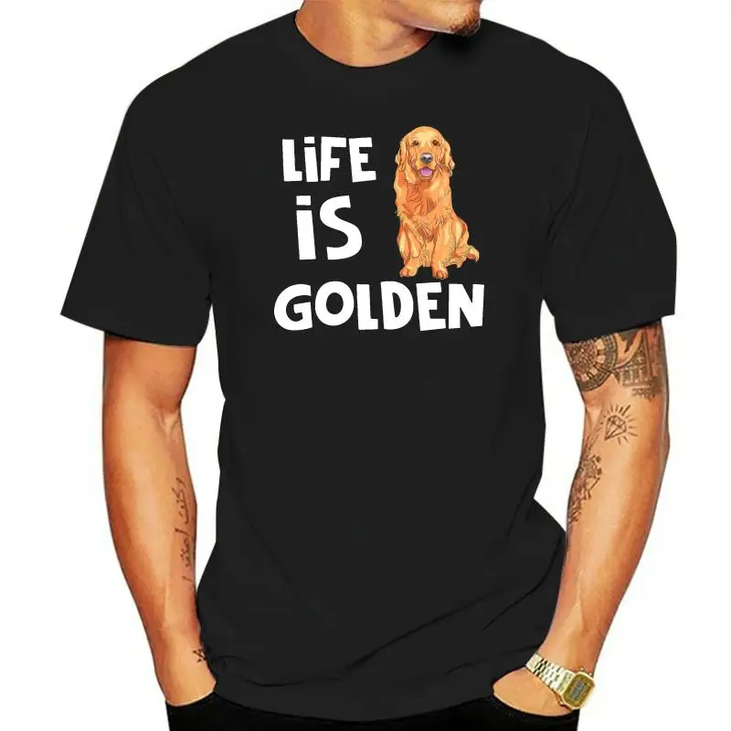 

Футболка Life Is Golden Retriever с изображением спасательной собаки, летняя мужская футболка с коротким рукавом и круглым вырезом, хлопковая искусст...