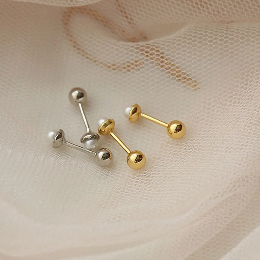 

1 pair Daily Simple Solid Color Party Lady Turnbuckle Pearl Earrings Women Jewelry Fashion Design Korean Stud Earrings