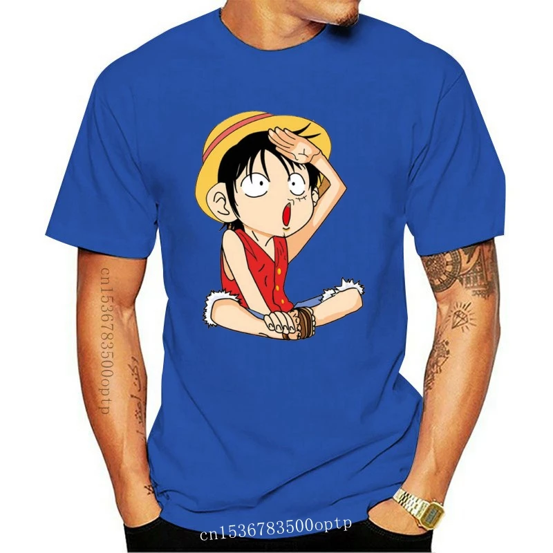 

Tee Anime One Piece Figure Luffy Cotton T-Shirt Cartoon Tee Shirts Casual Round Tops harajuku Summer