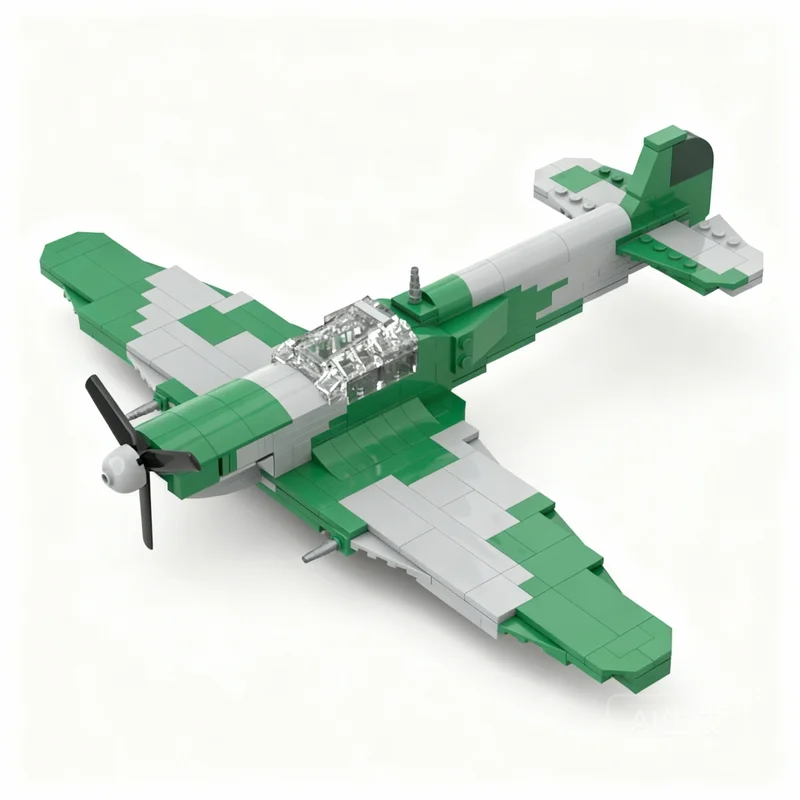 Фото 350 шт. MOC Supermarine Spitfire Mk Vb, масштаб 1:48, модель аэропорта, строительные блоки, подарок на день рождения, 3D-идея, образовательный набор для творчества и коллекции. №1