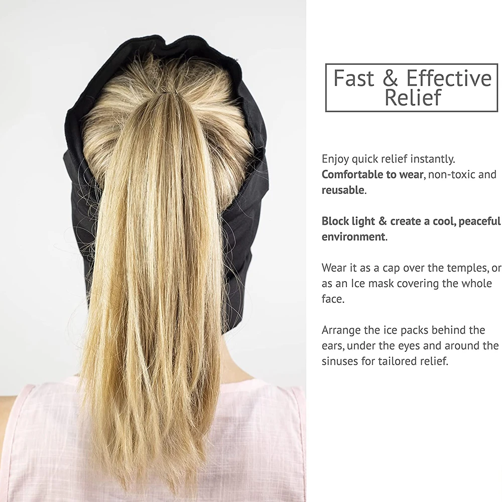 New Migraine Gel Ice Hat Cooling Headache Pack Wearable Cold Therapy Wrap for Tension Sinus Pressure Pain Relief Stress Reliever |