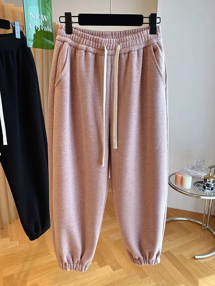 Осенне-зимние шаровары женские утепленные спортивные брюки большого размера