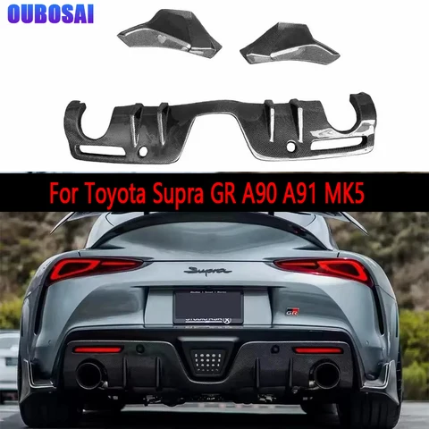 Для Toyota Supra GR A90 A91 MK5 2019+ автомобильный задний бампер из углеродного волокна, диффузор, задние сплиттеры, спойлер, задняя губа, обновленный комплект кузова