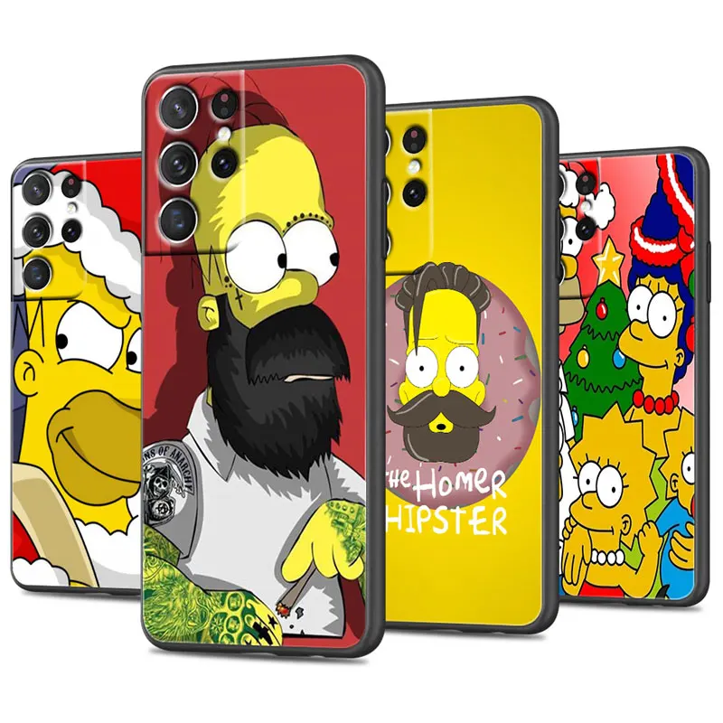 

The Simpsons cartoon funny For Samsung Galaxy S22 S21 S20 FE Ultra S10 S9 S8 S7 S6 Plus 5G Silicone Soft Black Phone Case