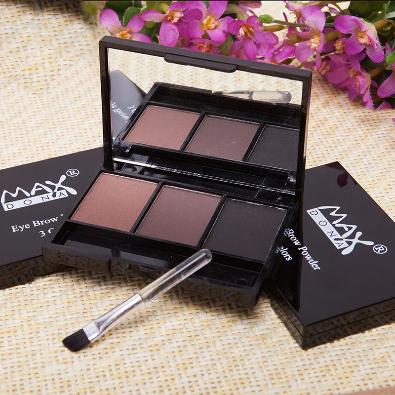 

3 Colors Eyebrow Powder Makeup Palette Waterproof Shade for Eyebrow Enhancer Cosmetic Brush Mirror Box Make Up Tools Set makeup