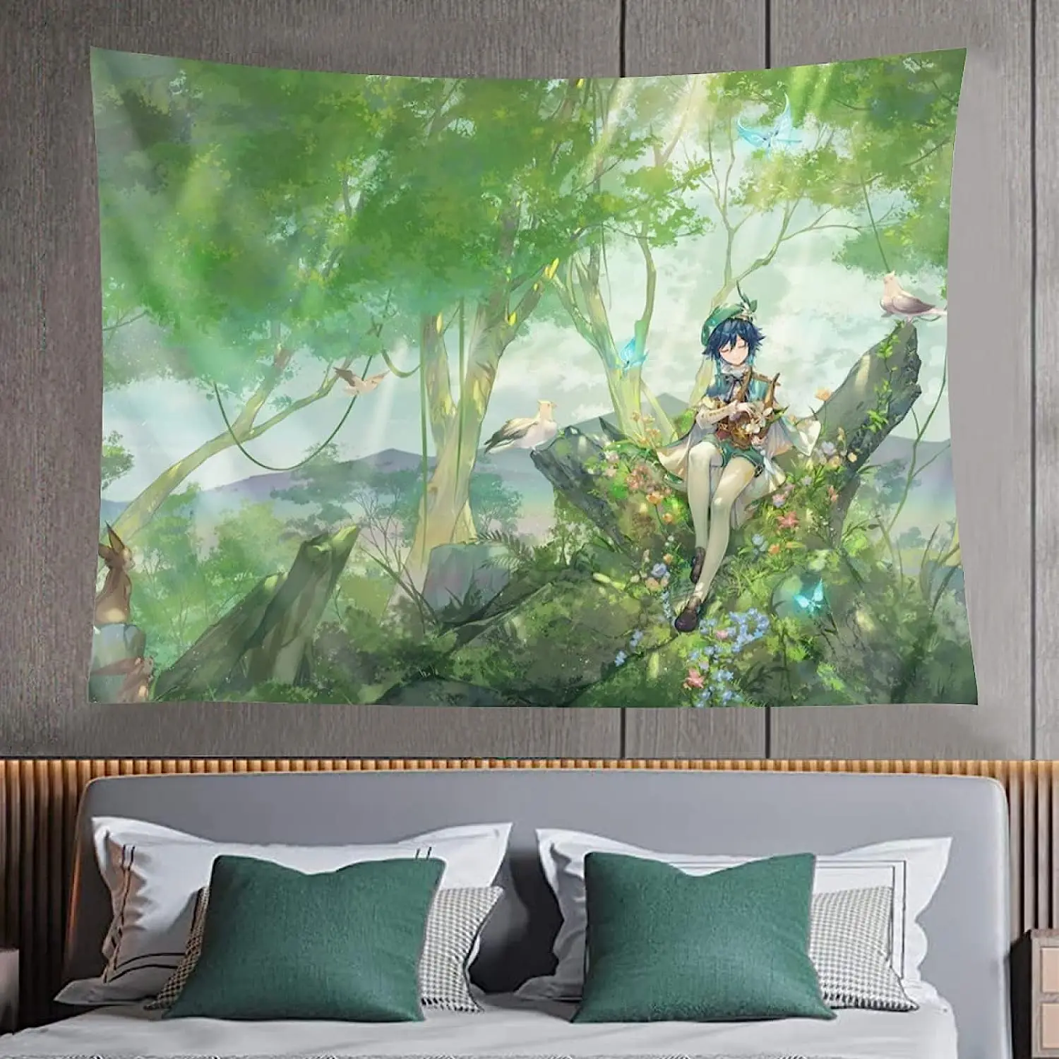 

Настенный Гобелен Game Genshin Impact Venti, 80x60 дюймов, с рисунком из искусственного аниме, уважаемый путешественник, желаю вам всего наилучшего