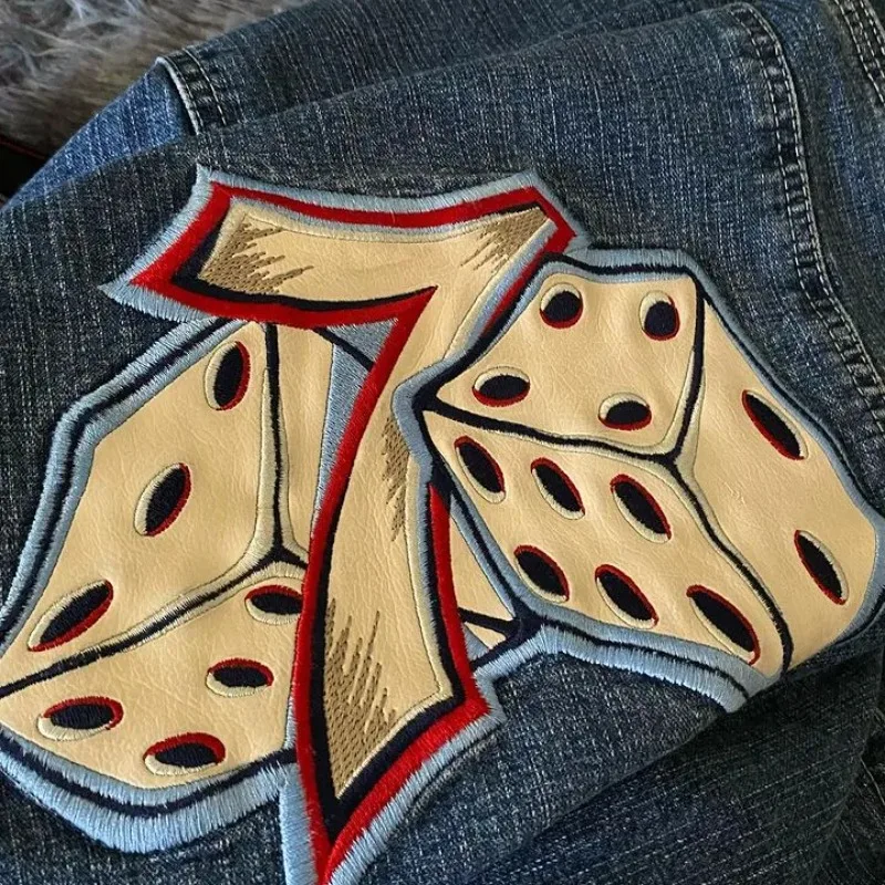 

Американские новые синие свободные джинсы, женские джинсы в стиле ретро с принтом в стиле хип-хоп, повседневные уличные широкие брюки большого размера в стиле хип-хоп, Y2K