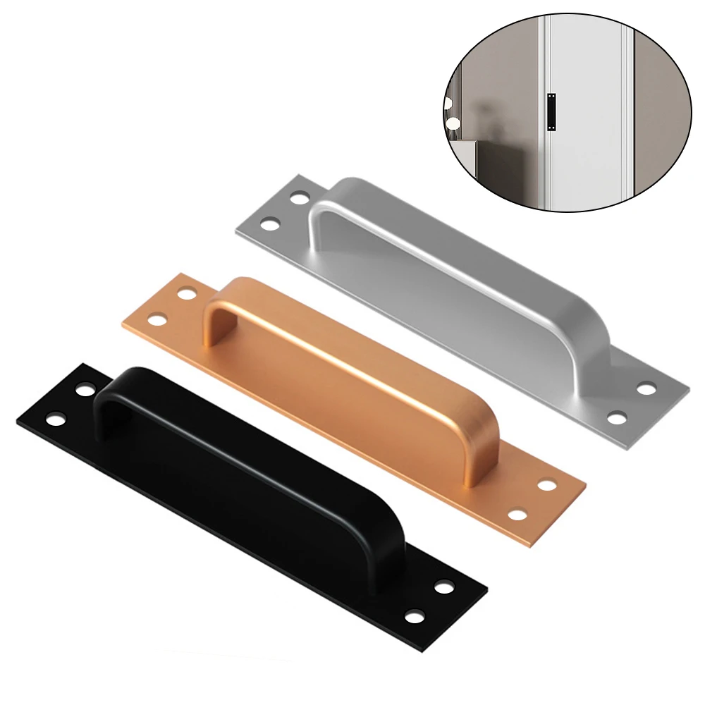 1PC 200mm Aluminum Solid Door Handle Punch free anti-theft Toilet Sliding door Indoor Push Pull Handle for Cabinet Closet Drawer