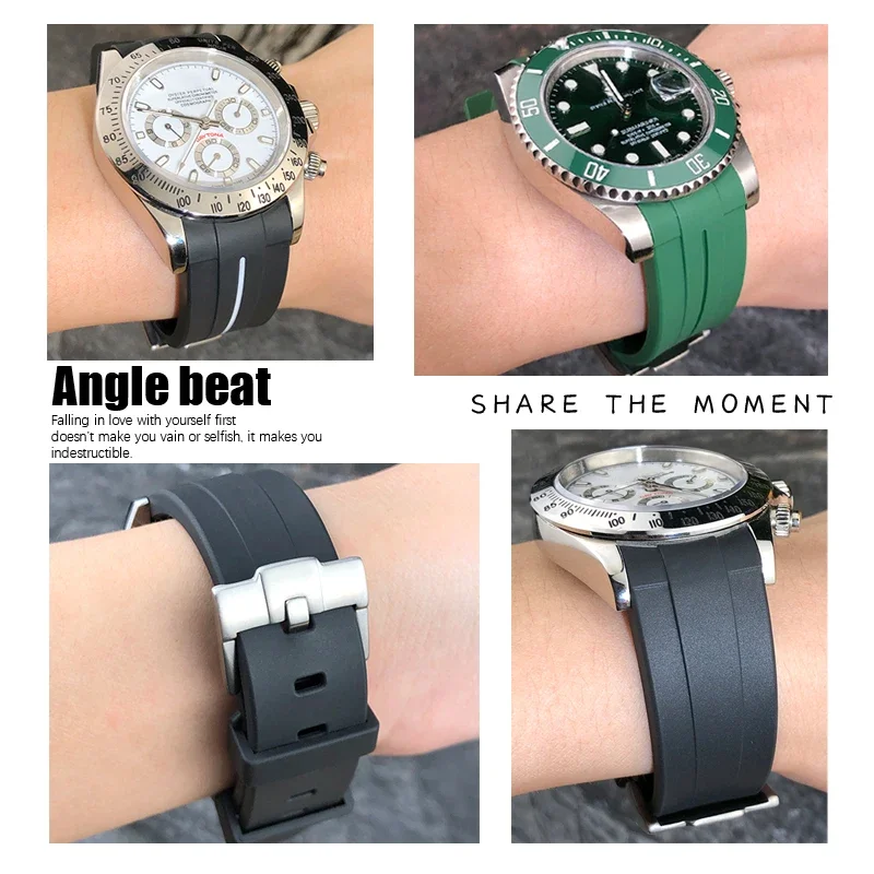 Фото Резиновые ремешки для часов 20 мм 19 мм подходят для Role Submariner GMT Rolex Certina Tissot Seamaster Longines 21 мм 22 мм силиконовый ремешок для часов №4