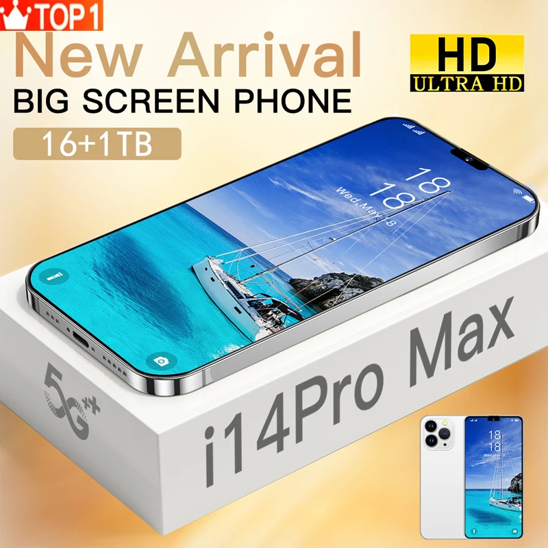 

Новый смартфон 14 Pro Max с разблокировкой по отпечатку пальца, безрамочный дисплей 6,7 дюйма, распознавание лица, телефоны с 4G/фотографией, 6800 мАч, телефон глобальной версии