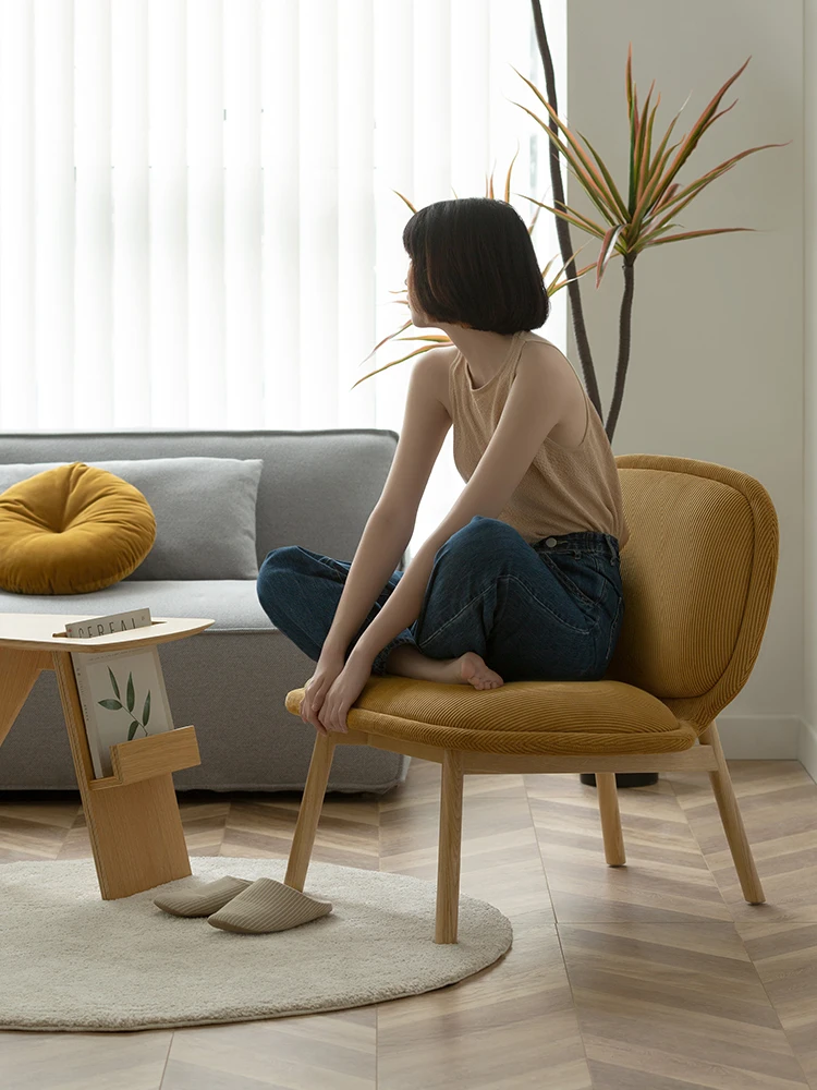 

zqBalcony Living Room Lazy Single Sofa Chair Nordic Simple Leisure Small Apartment Solid Wood