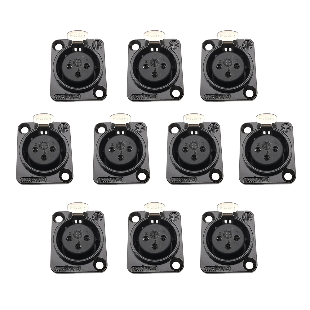 

10 шт. XLR разъемов, черный, пайка