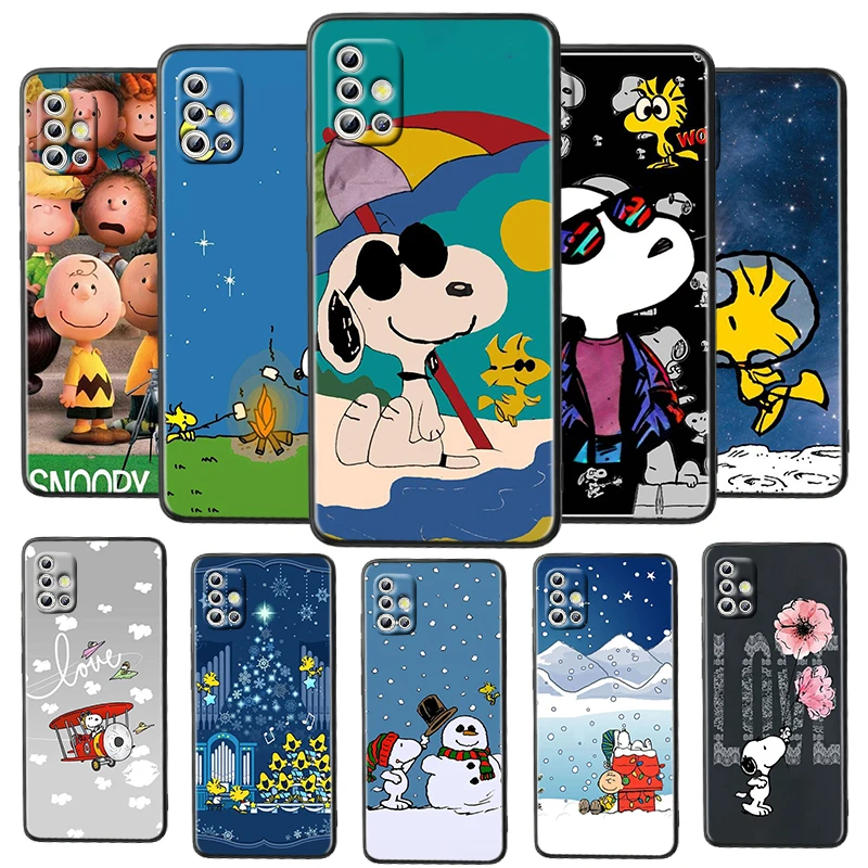 

Snoopy Cartoon Dog For Samsung Galaxy A52S A72 A71 A52 A51 A12 A32 A21S 4G 5G Funda Soft TPU Black Phone Case Capa Cover Coque