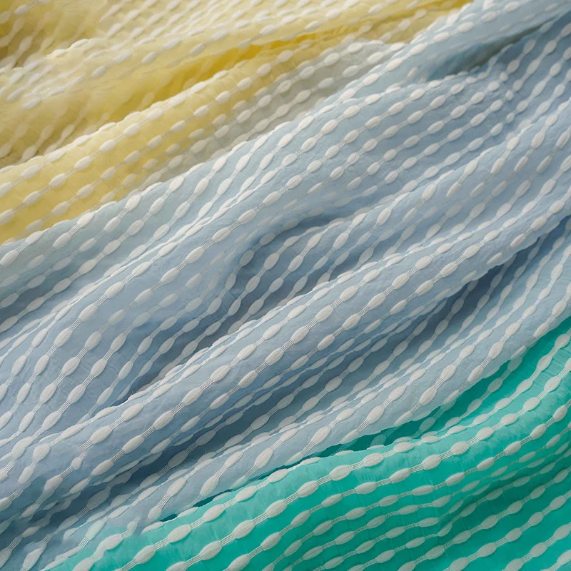 Яркий цвет полосатая слегка Прозрачная жаккардовая ткань для женского весенне-летнего платья 50 см x 140 см