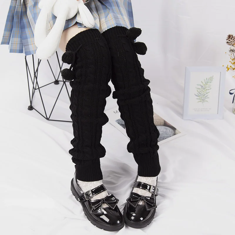 Women White Leg Warmers Lolita Socks Gothic Hand Winter Fashion Leggings Japanese Knit Sock Legs Cover Girls Cosplay Accessories